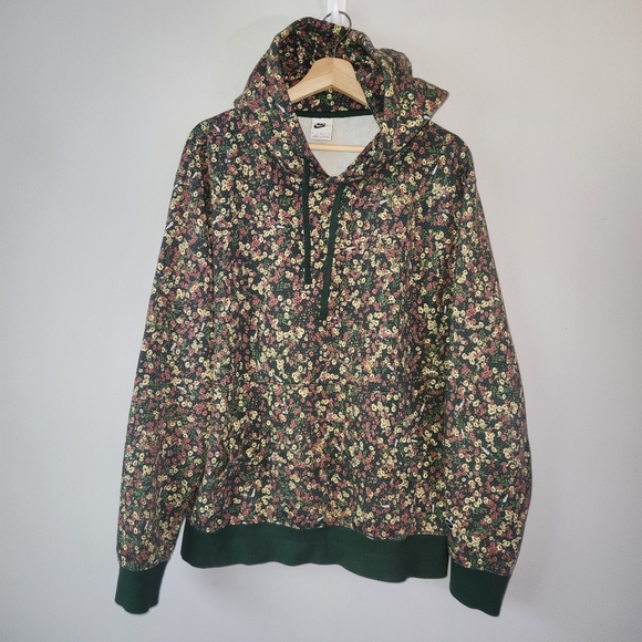Nike Green Floral Sweatsuit Size Large Hoodie Streetwear Sweatpants Loungewear - Picture 2 of 8